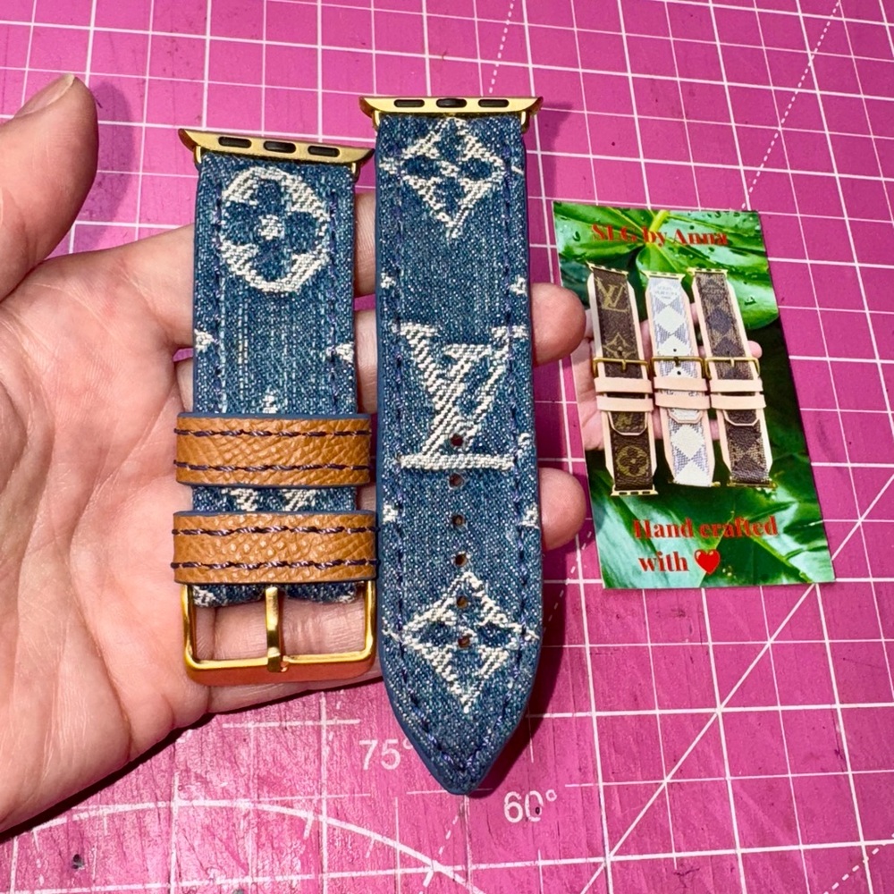 💯 LV Denim monogram Apple Watch band Handmade